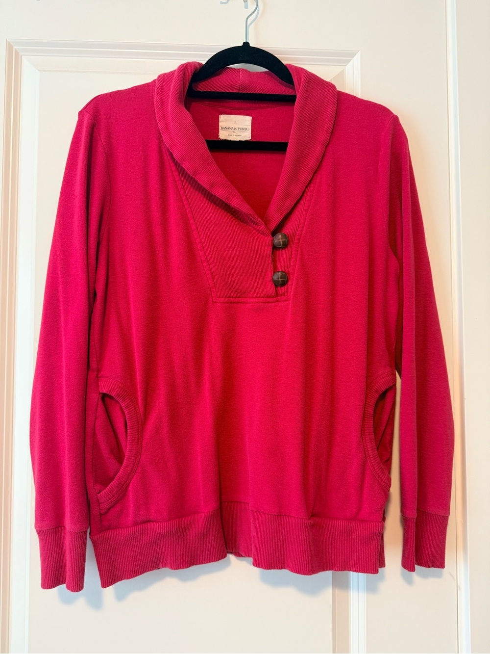Banana Republic Pink Shawl-Collar Pullover Sweatshirt